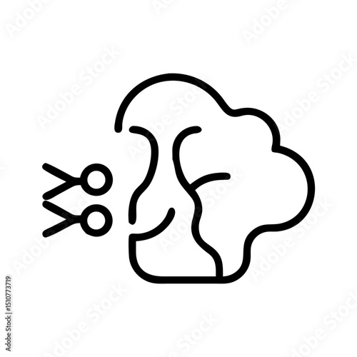 Outline of human head with scissors cutting through brain illustration  
