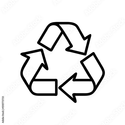 Recycle symbol in a simple black outline design on a white background  