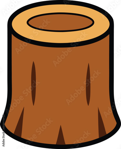 Cartoon Tree Stump Illustration Nature's Rustic Charm in Simple Design