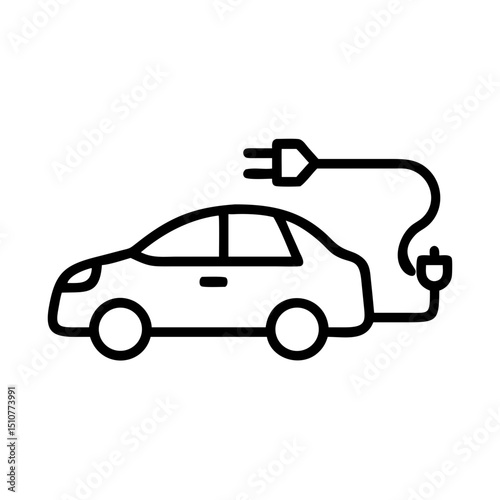 Electric car charging with plug connector in simple line design  