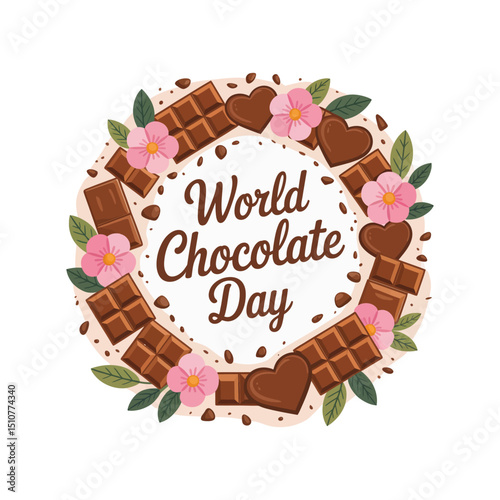 Watercolor world chocolate day illustration with chocolate sweets heart shape
