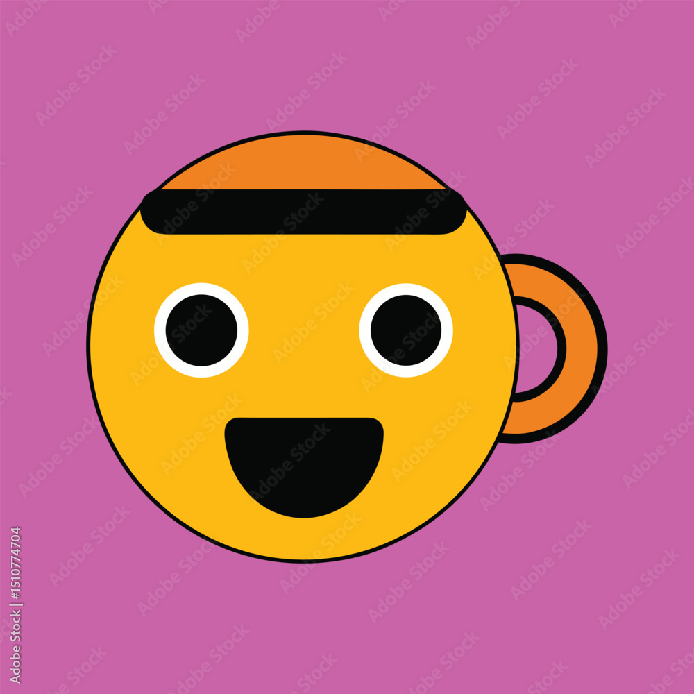 Fototapeta premium Single coffee cup emoji icon morning mood design