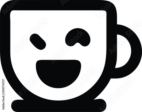Single coffee cup emoji icon morning mood design