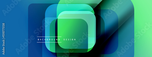 Abstract layered rectangles, vibrant blue, green hues. Modern design element, clean aesthetic, suitable background texture.