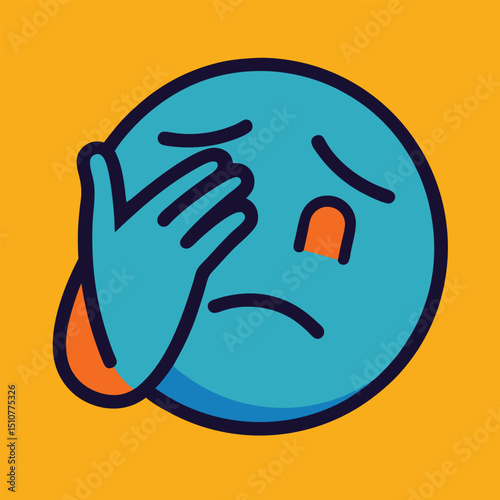 Hand drawn sketch style facepalm emoji icon