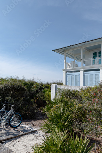 Beachfront home with bike rack in Rosemary Beach Florida USA