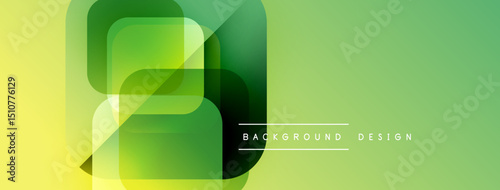 Abstract geometric shapes, vibrant green gradients, modern design. Smooth transitions create dynamic visual effect. Background suitable for presentations.