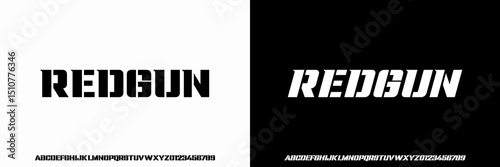 Modern Bold Stencil Strong Heavy Font. Regular Italic Typography urban style alphabet fonts for fashion, sport, technology, digital, movie, logo design, vector illustration 