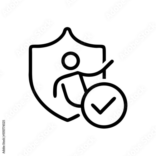 Disability insurance protection icon with check mark and shield  