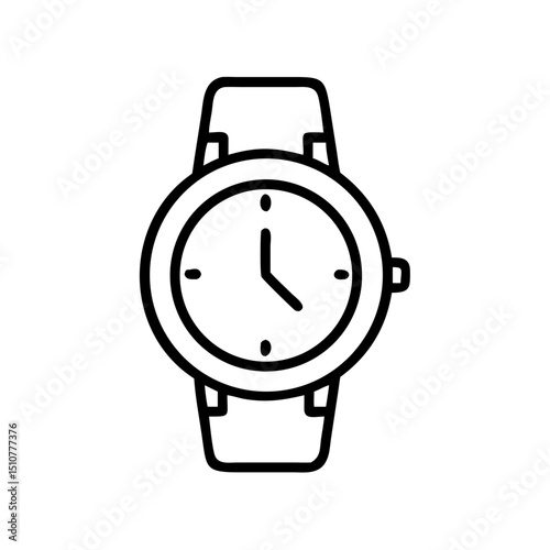 Simple line drawing of a wristwatch with clockface design  
