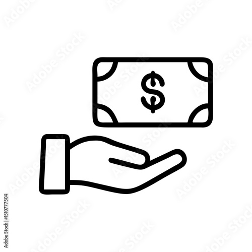Hand holding dollar banknote in minimalist black and white design  