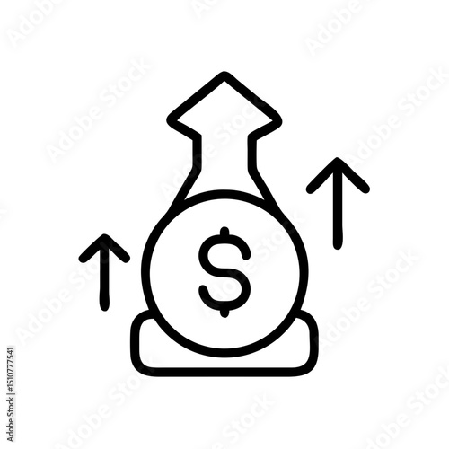 Financial growth symbol with dollar sign and upward arrows  