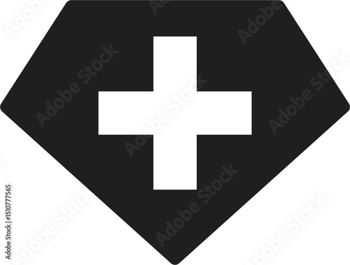Health protection shield. Icon with reflection on white background