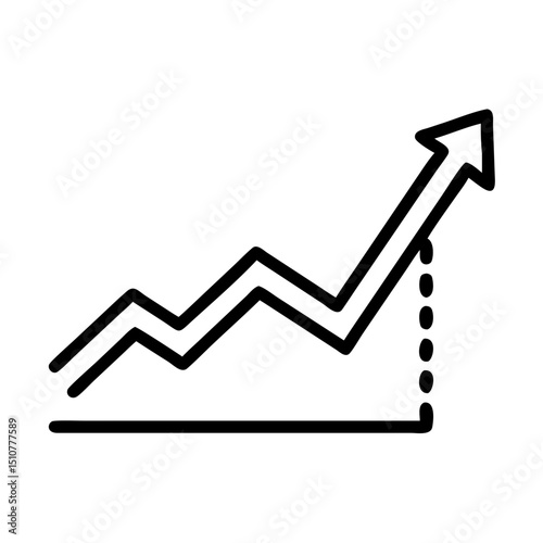 Line graph showing upward trend with arrow for growth analysis  