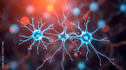Futuristic Neurons Bioluminescence Glow Neural Connections Synapses Transmission