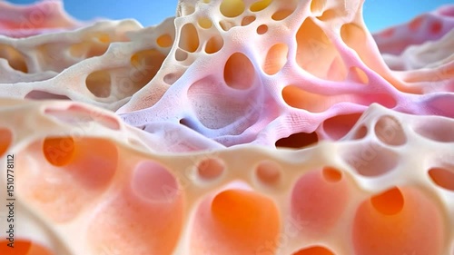 Porous bone structure macro view illustration