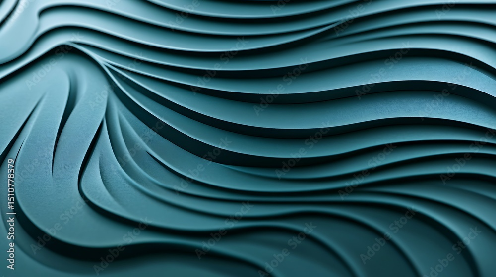 Obraz premium Abstract teal wavy surface