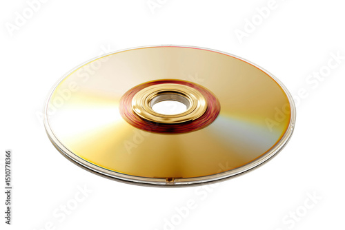 PNG Golden compact disc on white background reflecting light photo