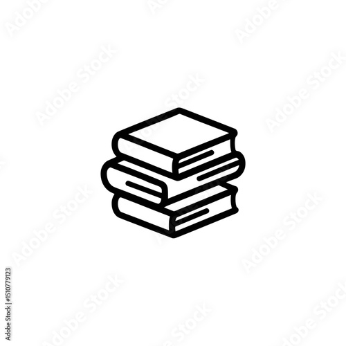 Stacked books rest quietly minimalist vector graphic