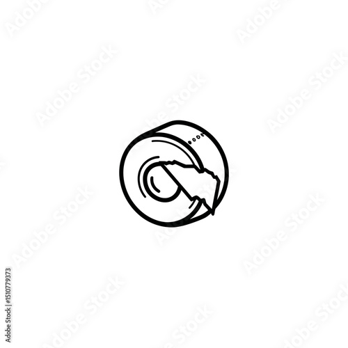 Adhesive roll unwinds on paper seamless blank background craft