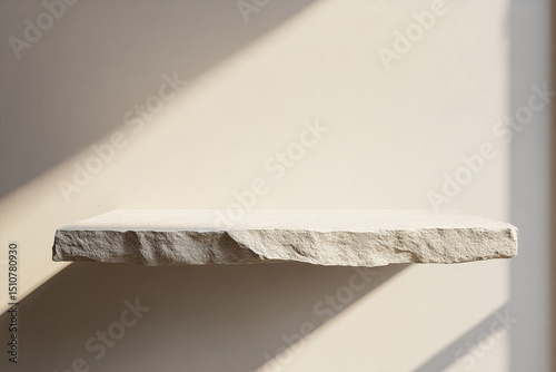 Floating stone shelf for minimal product styling