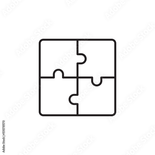 Simple solutions concept, compatibility line icon, assemble puzzle pieces, solving problem. vector illustration on white background