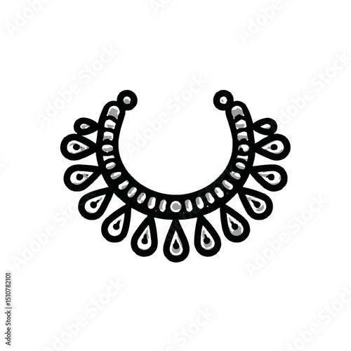 Ornamental jewelry adorns neck silhouette artistic decorative minimalist