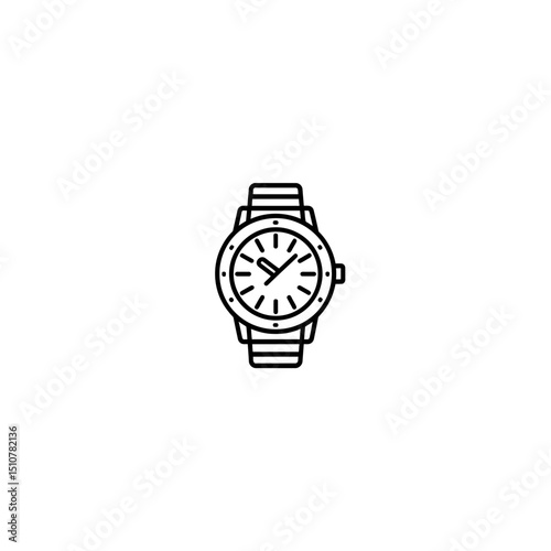 Wristwatch icon displays time isolated white minimalist vector