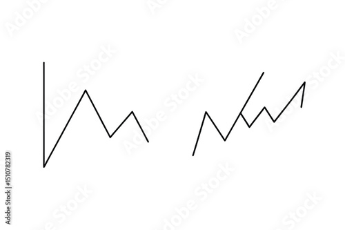 Abstract linear charts representing trends in business finances and market volatility