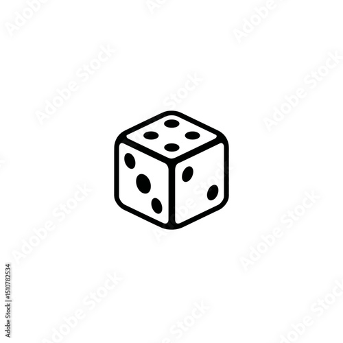Iconic die appears showing spots on white background simple design