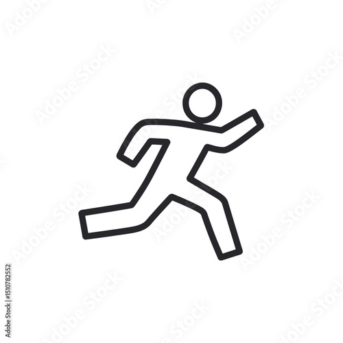 Line drawing figure sprints dynamically on plain background quickly