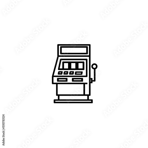 Slot machine icon pulls handle in minimalist game casino