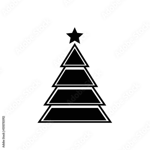 Christmas tree icon with star on top for holiday celebrations