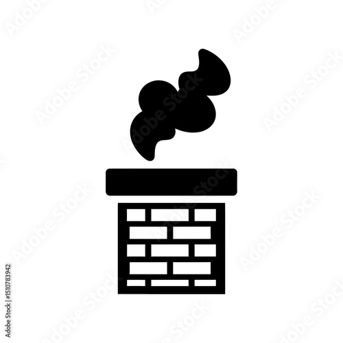 Christmas chimney icon with smoke for holiday decoration