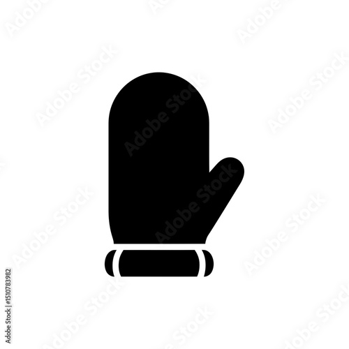 Christmas mitten icon in black silhouette design