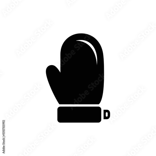 Christmas mitten icon in black silhouette style