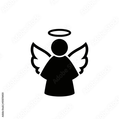 Christmas angel icon with wings and halo for festive design