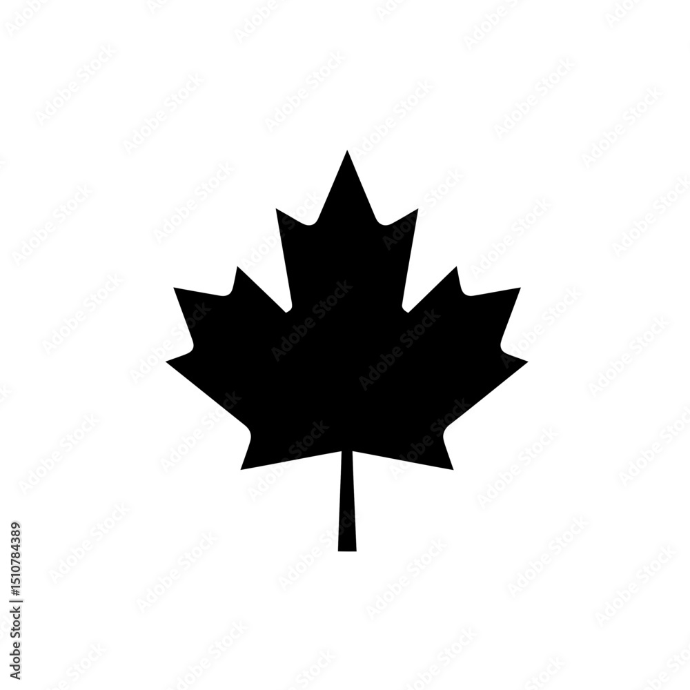 Black maple leaf vector icon representing fall season Black maple leaf vector icon representing fall season