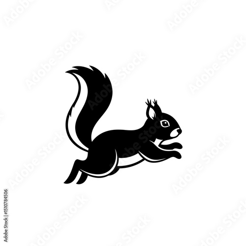 Vector icon of a squirrel jumping in a playful manner