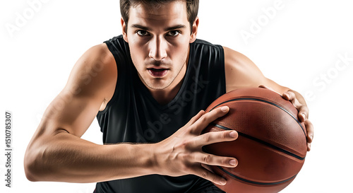 Intense basketball player preparing for a shot during practice session indoors