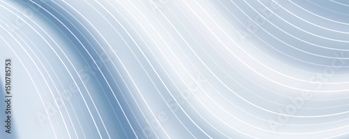 Abstract blue white luxury fabric wave background with copy space. Smooth liquid wave. Elegant shiny silk satin texture. Suit for wallpaper, cover, header, desktop, web, flyer. Vector illustration