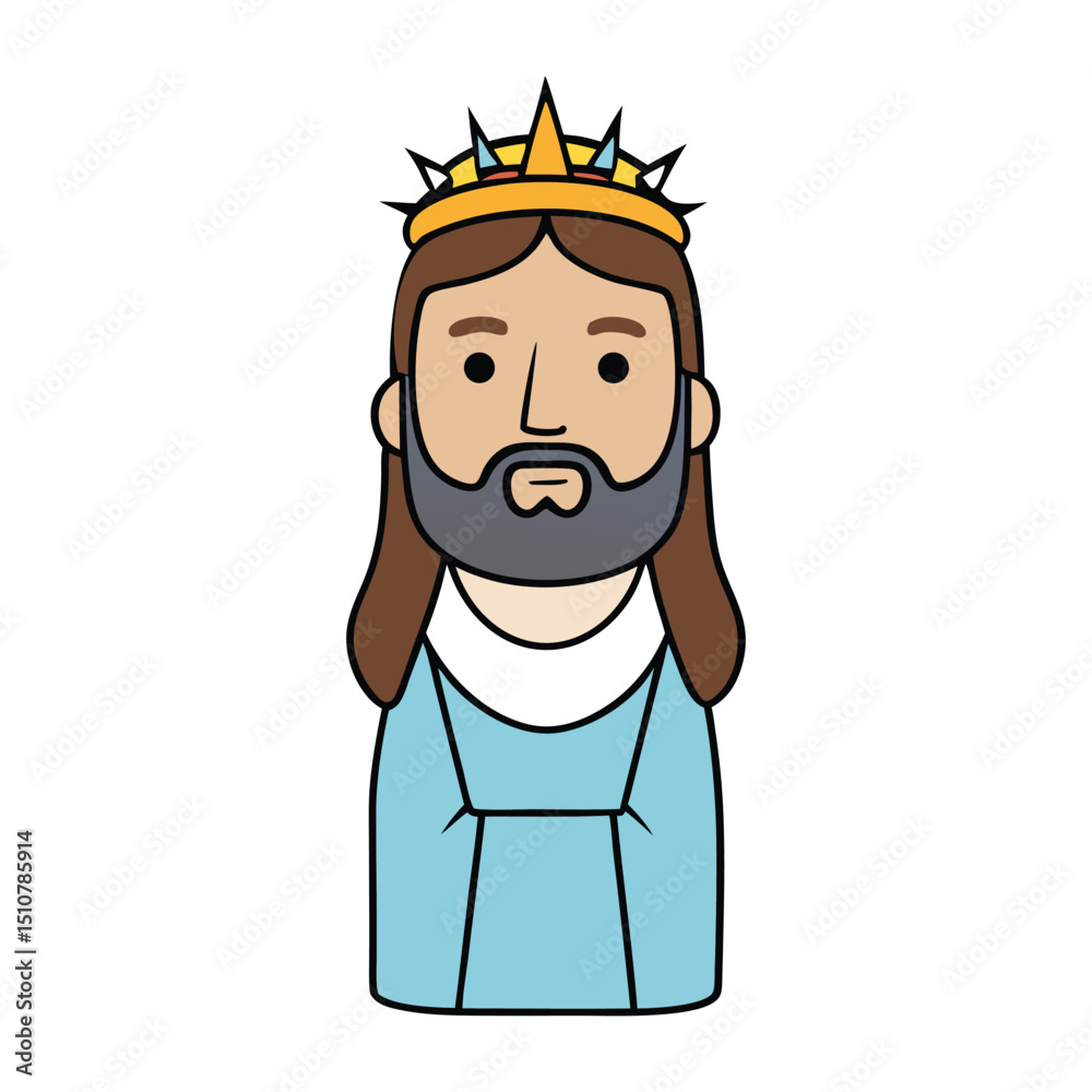 Obraz premium Statue of Jesus Christ wearing a crown of thorns, symbolizing his sacrifice and suffering, often depicted in a solemn pose with expressive, compassionate features.