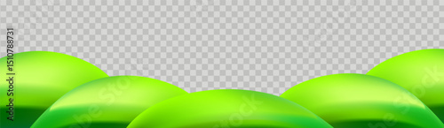 3D  landscape with green hills, mountains, and a textured grass field creates a playful eco friendly park scene.Childish vector illustration.
