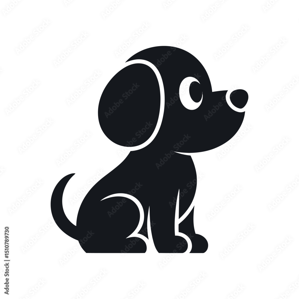 Obraz premium Adorable Puppy Silhouette Vector Illustration Perfect for Pet Related Designs Logos and Icons with a Clean Modern and Playful Aesthetic on White Background