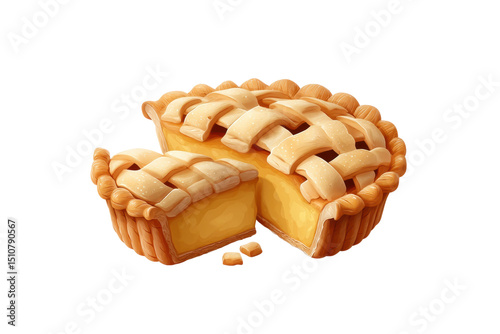 PNG Delicious lattice-top pie with wedge cut out and crumbs