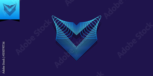 Abstract fox logo. Abstract geometric blue logo with gradient effect for technology companies.