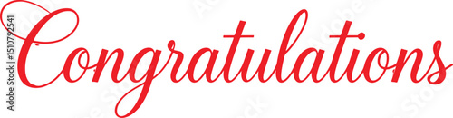 Elegant red text 'Congratulations' in script style on a white background