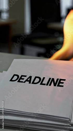 Wallpaper Mural Deadline paper burning in office symbolizing stress, urgency, chaos and business failure video Torontodigital.ca