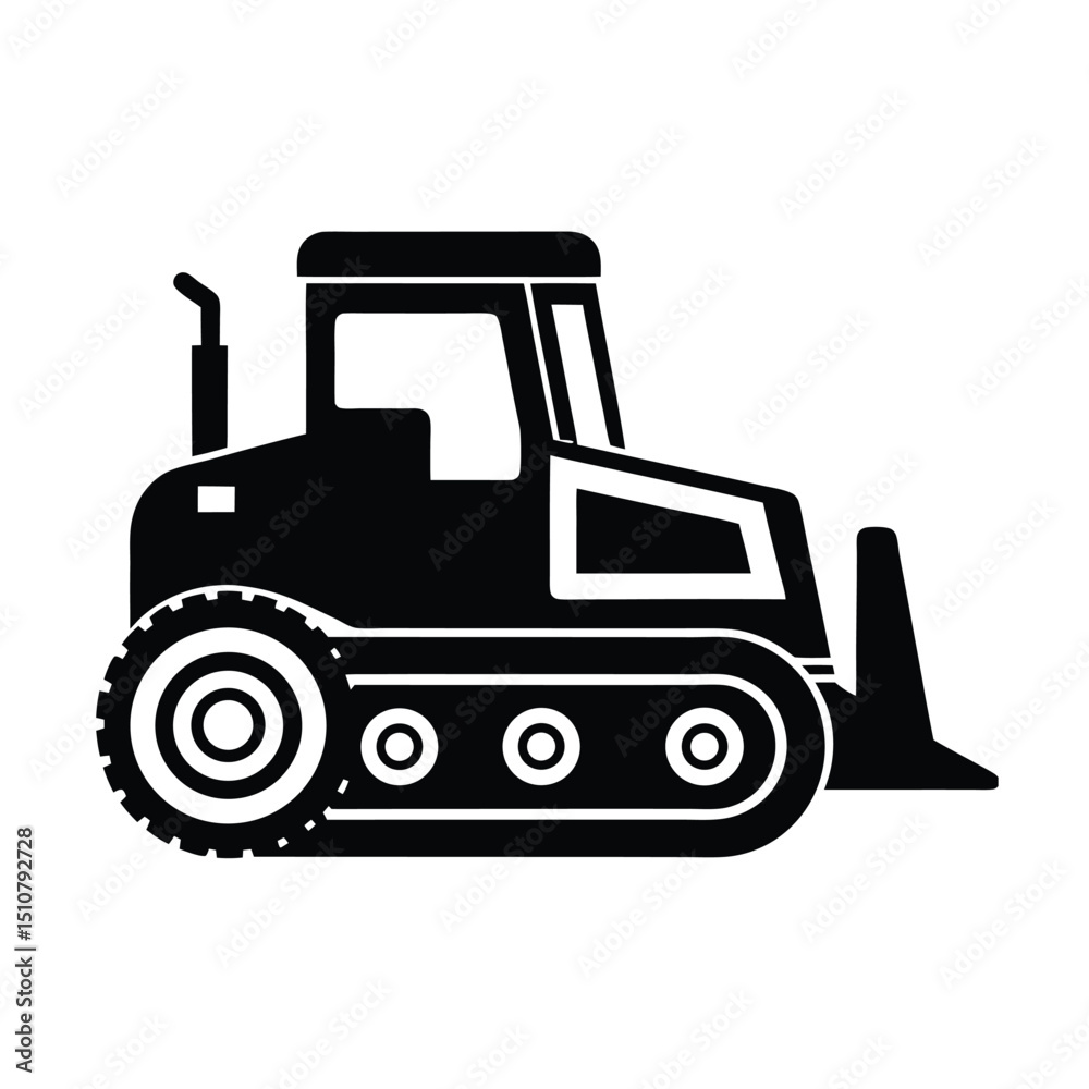 Naklejka premium Bulldozer Icon Vector Flat Clean Look Isolated