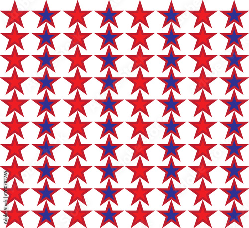 Red and blue star seamless textured pattern background